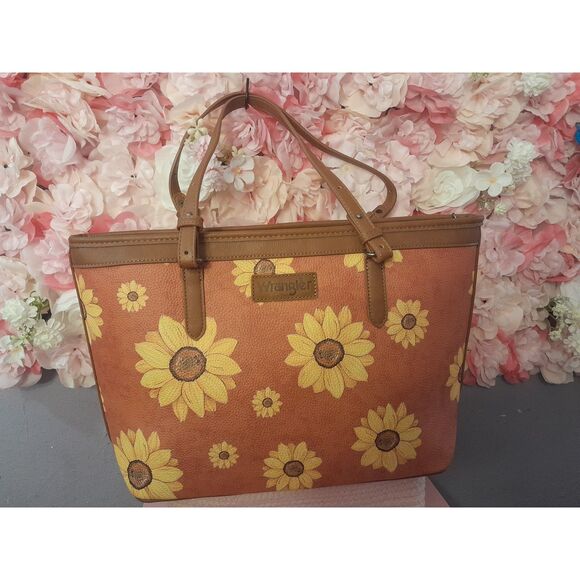 West Wrangler Purse Sunflower Print Tote Bag Western Floral Shoulder Bag - Picture 1 of 5